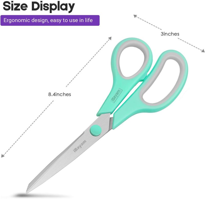 All Purpose Scissors Bulk 3-Pack, Ultra Sharp 2.5mm Thick Blade Shears Comfort-Grip Scissors - Image 2