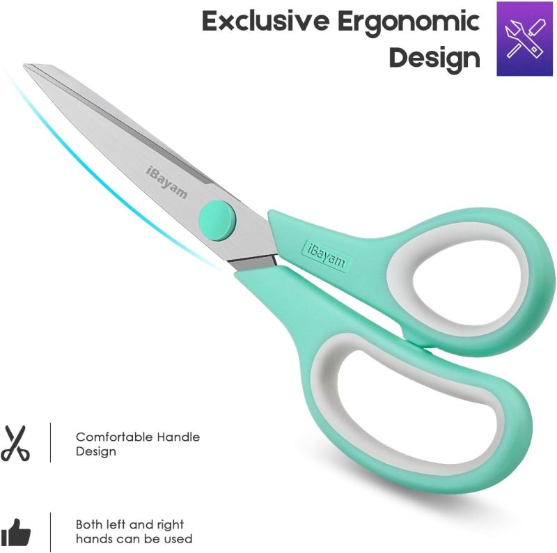All Purpose Scissors Bulk 3-Pack, Ultra Sharp 2.5mm Thick Blade Shears Comfort-Grip Scissors - Image 5