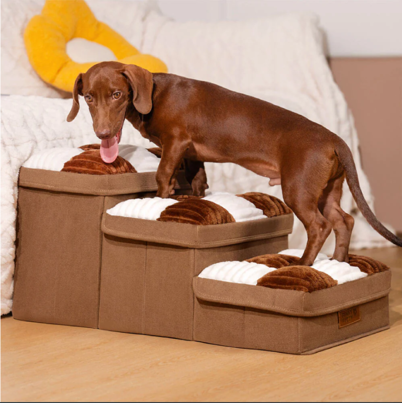 Chessboard Plaid Handcrafted Dog Stairs with Storage - Multifunctional and Foldable - Image 4