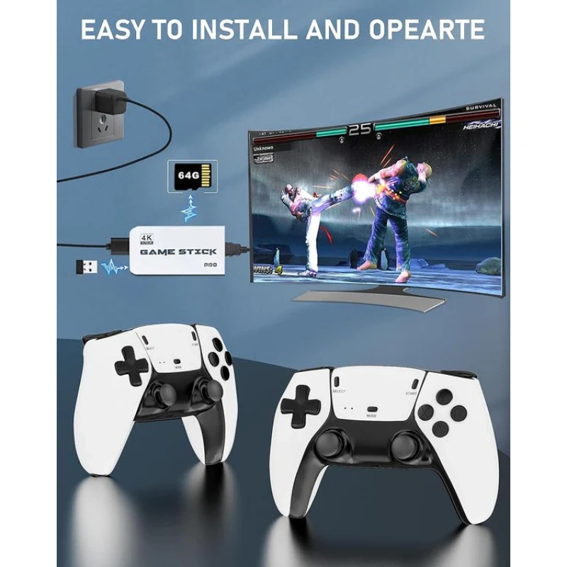 2025 Newest Retro Game Console Stick with 4K HDMI Games Upgrade Dual 2.4G Wireless Two Controllers - Image 7