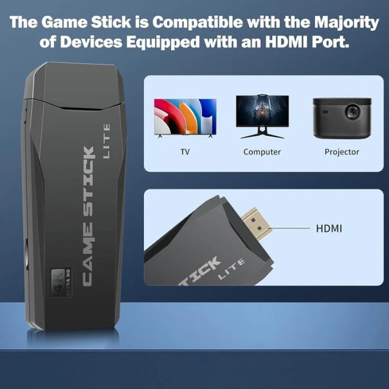 2025 Newest Retro Game Console Stick with 4K HDMI Games Upgrade Dual 2.4G Wireless Two Controllers - Image 5