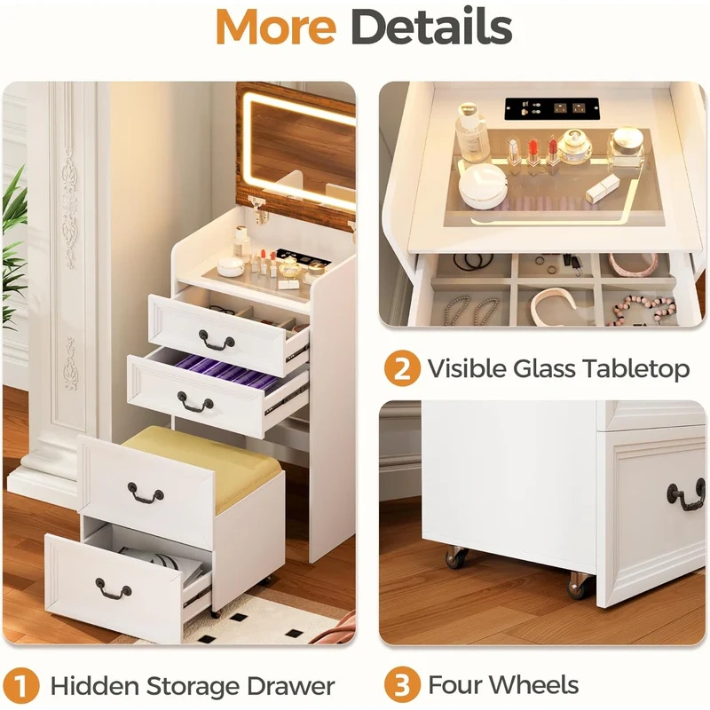 Vanity Desk 3 In 1 (Mirror & Foldable Sidetable) - Image 3