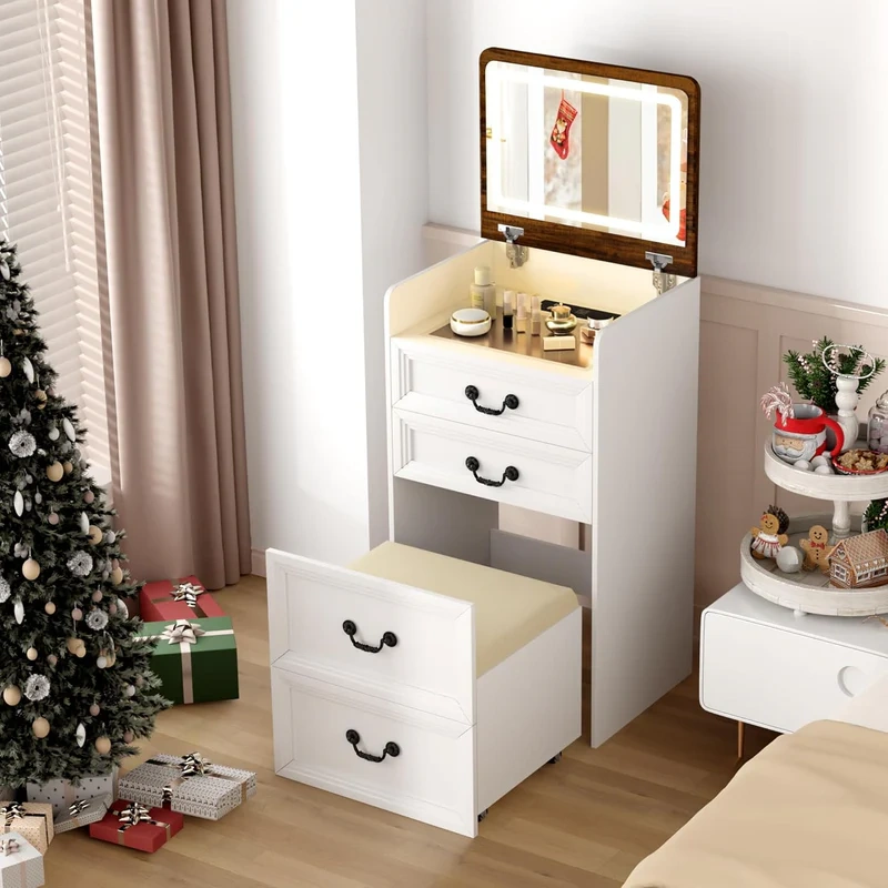 Vanity Desk 3 In 1 (Mirror & Foldable Sidetable) - Image 2
