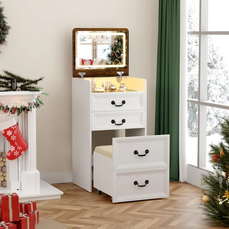 Vanity Desk 3 In 1 (Mirror & Foldable Sidetable) - Image 4