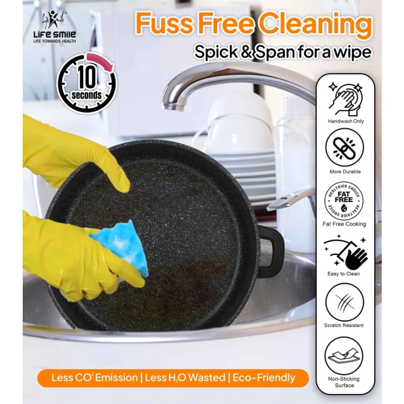 Last Chance Flash Sale-Cookware Set 19 pieces with Multiple Layer Granite Coating, Black - Image 4