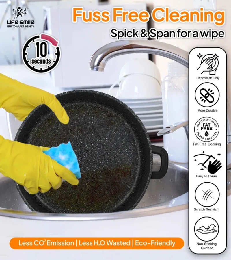 Last Chance Flash Sale-Cookware Set 19 pieces with Multiple Layer Granite Coating, Black - Image 4