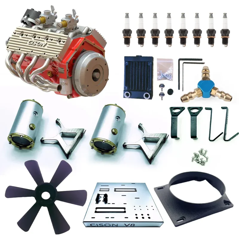 CISON Gasoline OHV V8 Small-block Engine Model Kits 4-Stroke 44cc Water-Cooled 1/6 - Image 6