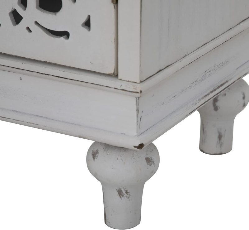 White Intricate Traditional Antique Storage Cabinet - Image 5