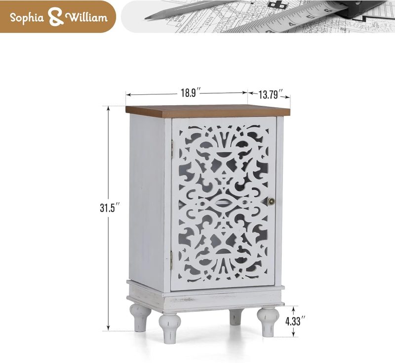 White Intricate Traditional Antique Storage Cabinet - Image 4