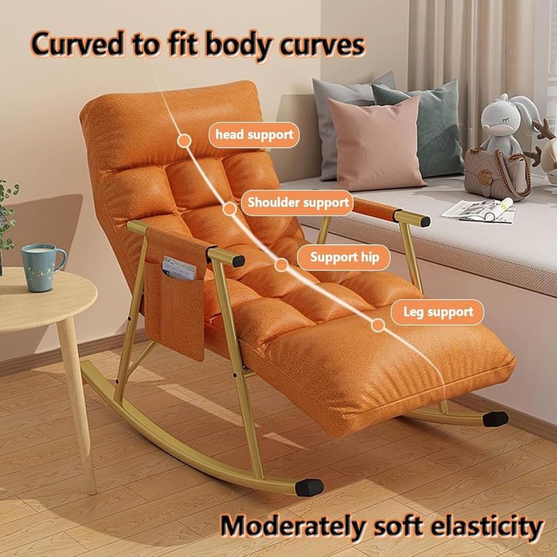 Casual Folding Rocking Chair Upholstered - Image 2