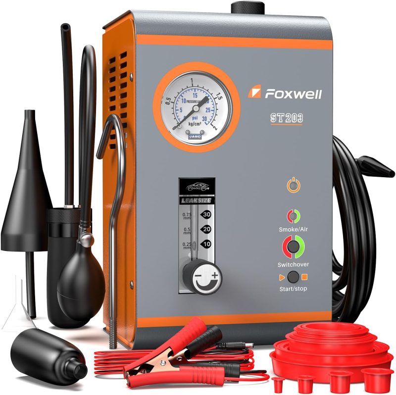 FOXWELL ST203 Smoke Machine Automotive Vacuum Exhaust Fuel EVAP Leak Detector with Built-in Air Pump