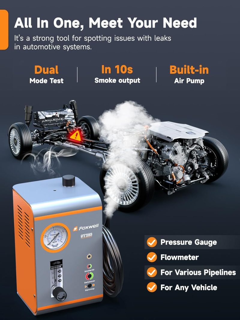 FOXWELL ST203 Smoke Machine Automotive Vacuum Exhaust Fuel EVAP Leak Detector with Built-in Air Pump - Image 3