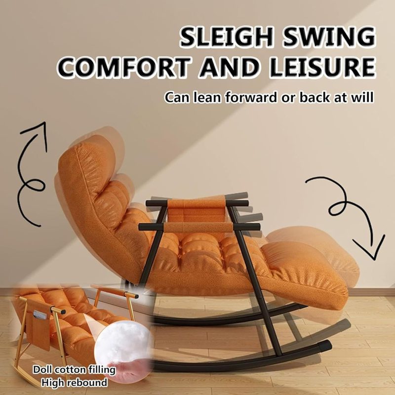 Casual Folding Rocking Chair Upholstered - Image 4