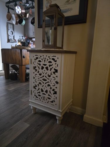 White Intricate Traditional Antique Storage Cabinet photo review