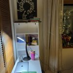 HOMCOM Fold-out Convertible Writing Table Wall Mount Desk Cabinet with Blackboard and Side Shelf Multi-Function Home Office Workstation photo review