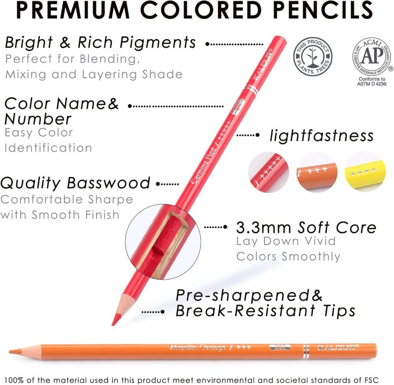 KALOUR Set of 300 Professional Colored Pencils - Image 2