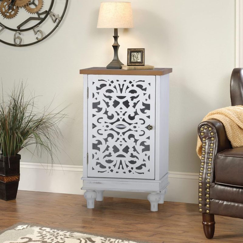 White Intricate Traditional Antique Storage Cabinet