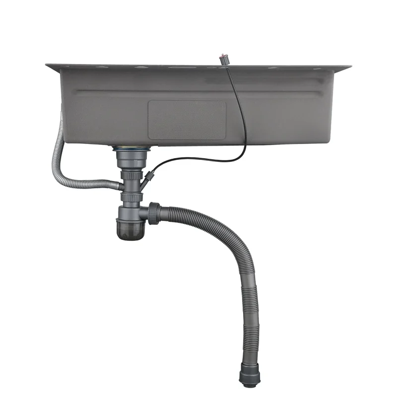 Lefton 33x22 Inch Waterfall Faucet Kitchen Sink with Digital Temperature Display LED Lighting - Image 15