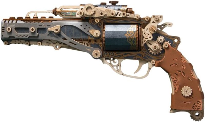 3D Wooden Revolver with Wooden Bullets Puzzle Kits