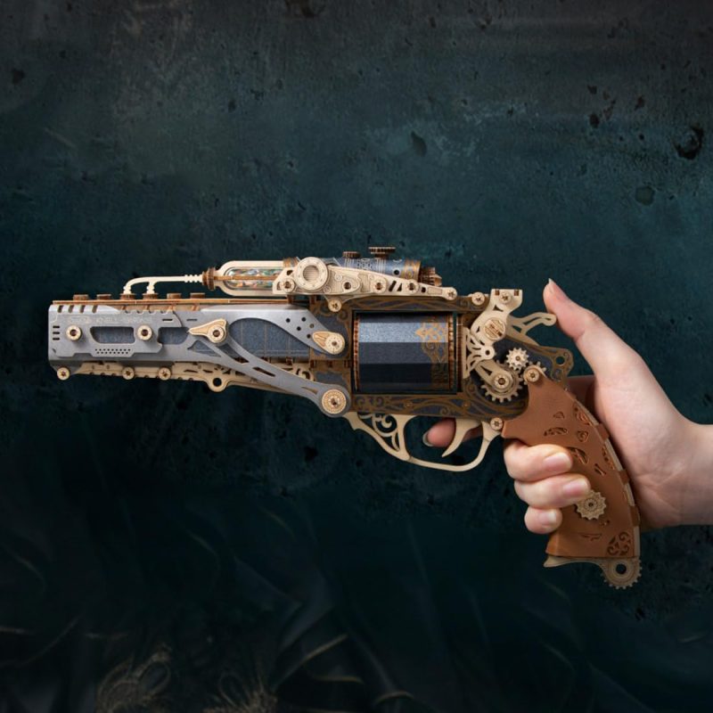 3D Wooden Revolver with Wooden Bullets Puzzle Kits - Image 3