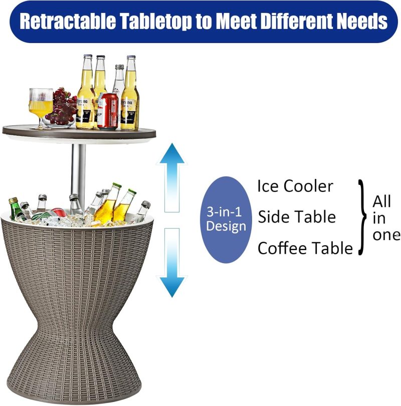3 in 1 Patio Cooler Bar Table - Image 3