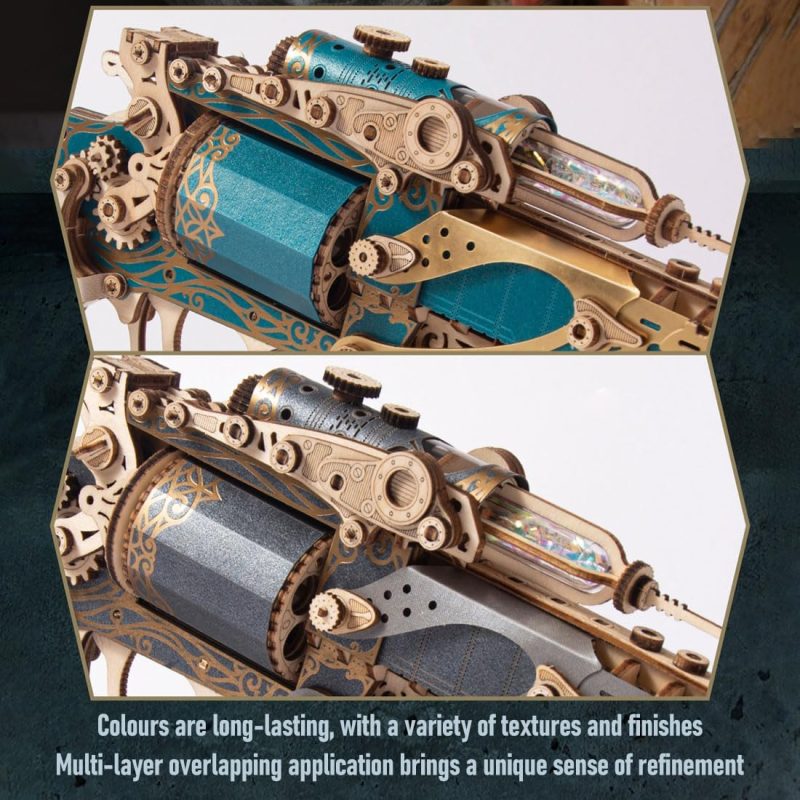 3D Wooden Revolver with Wooden Bullets Puzzle Kits - Image 4
