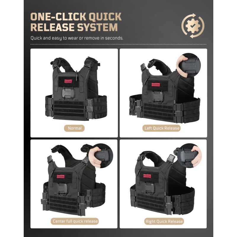 Tactical One Click Quick Release MOLLE System Adjustable Tactical Vest - Image 8