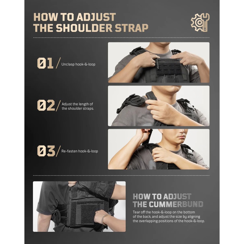 Tactical One Click Quick Release MOLLE System Adjustable Tactical Vest - Image 7