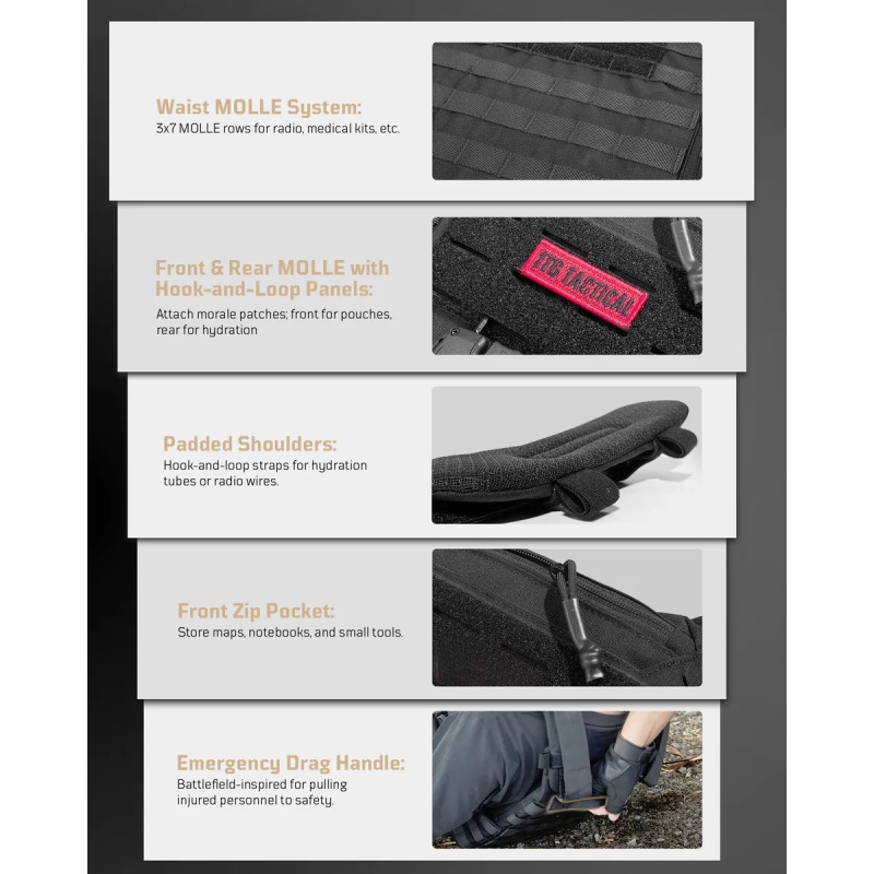 Tactical One Click Quick Release MOLLE System Adjustable Tactical Vest - Image 6
