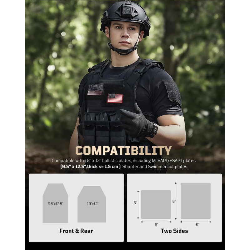 Tactical One Click Quick Release MOLLE System Adjustable Tactical Vest - Image 9