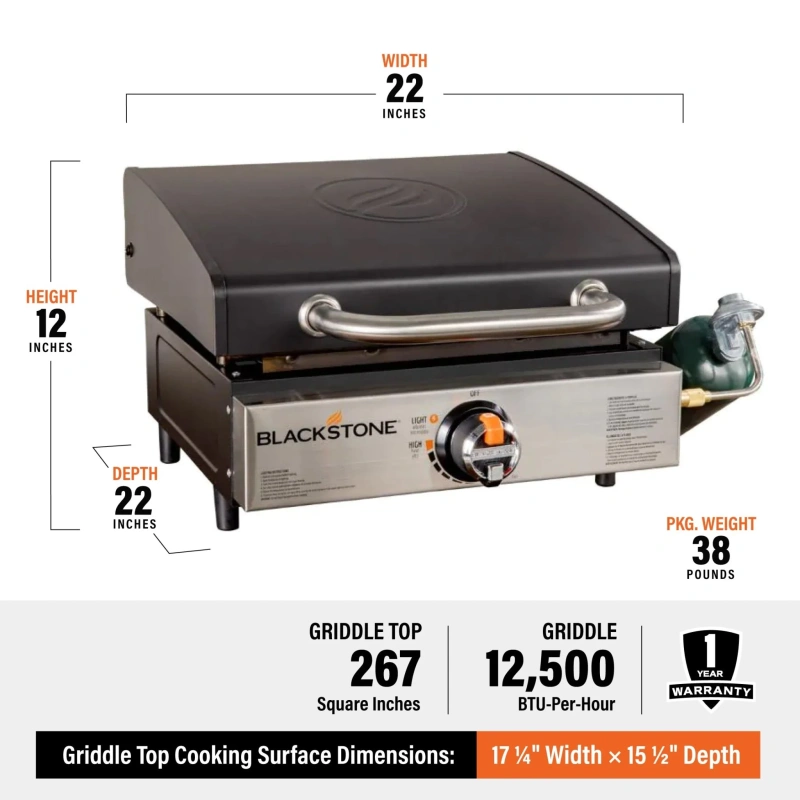 Blackstone Portable Outdoor Griddle with Hood Carry Bag Tool Kit - Image 3
