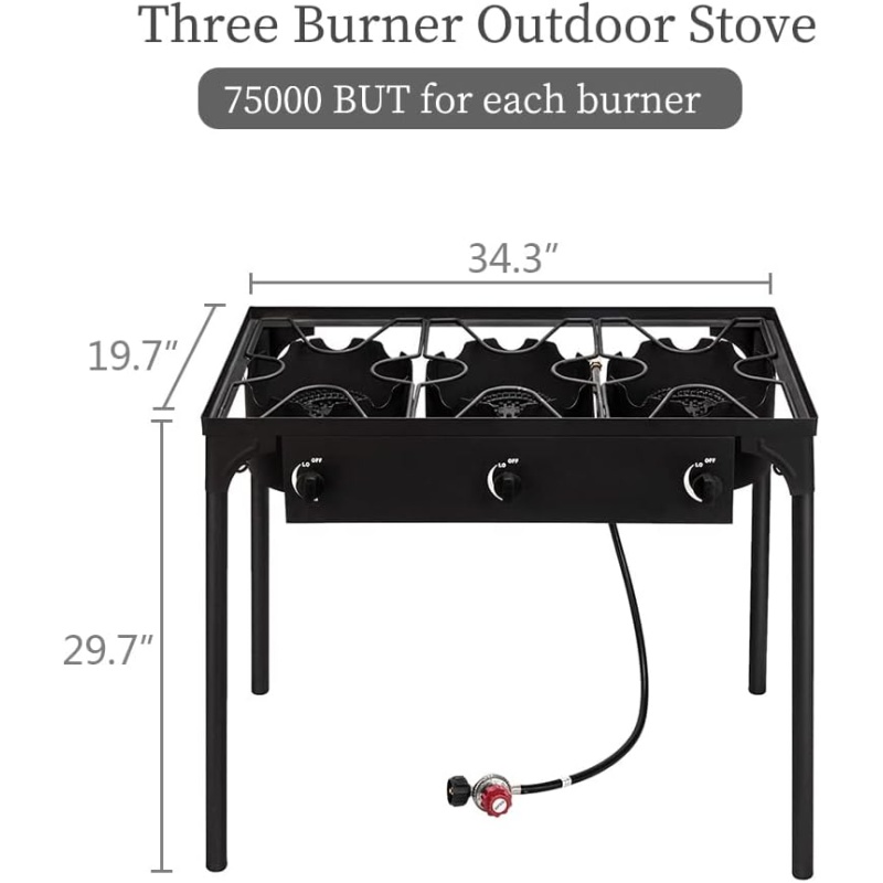 FathersDayGift-3 Burner Outdoor Portable Propane Gas Stove - Image 4