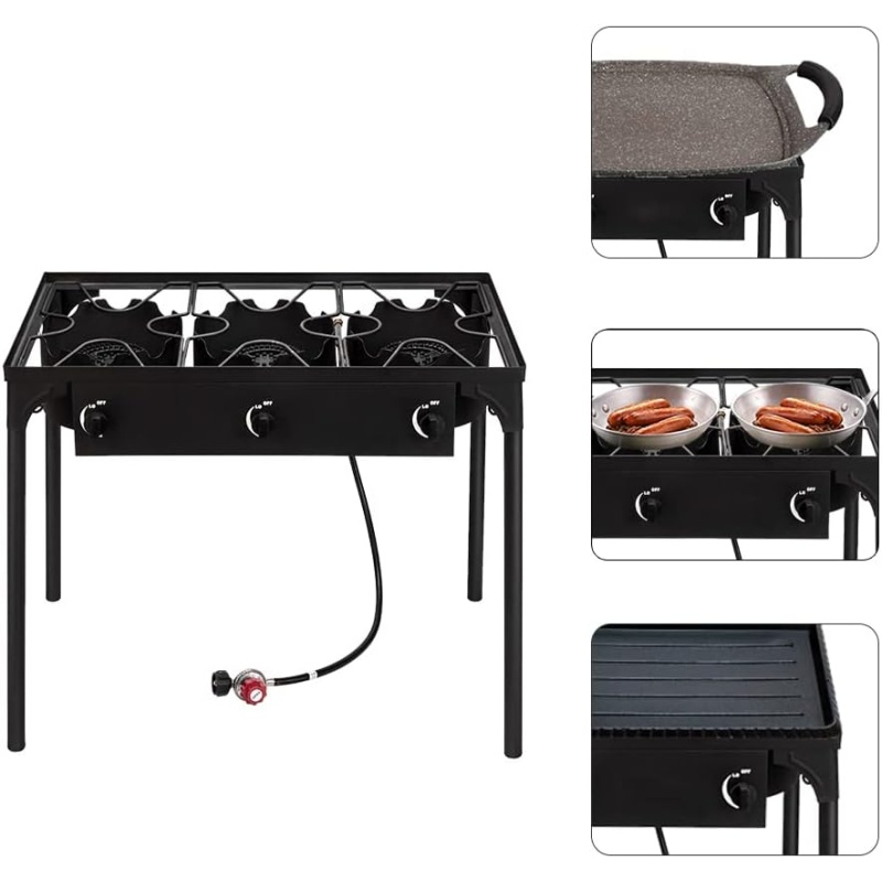 FathersDayGift-3 Burner Outdoor Portable Propane Gas Stove - Image 2