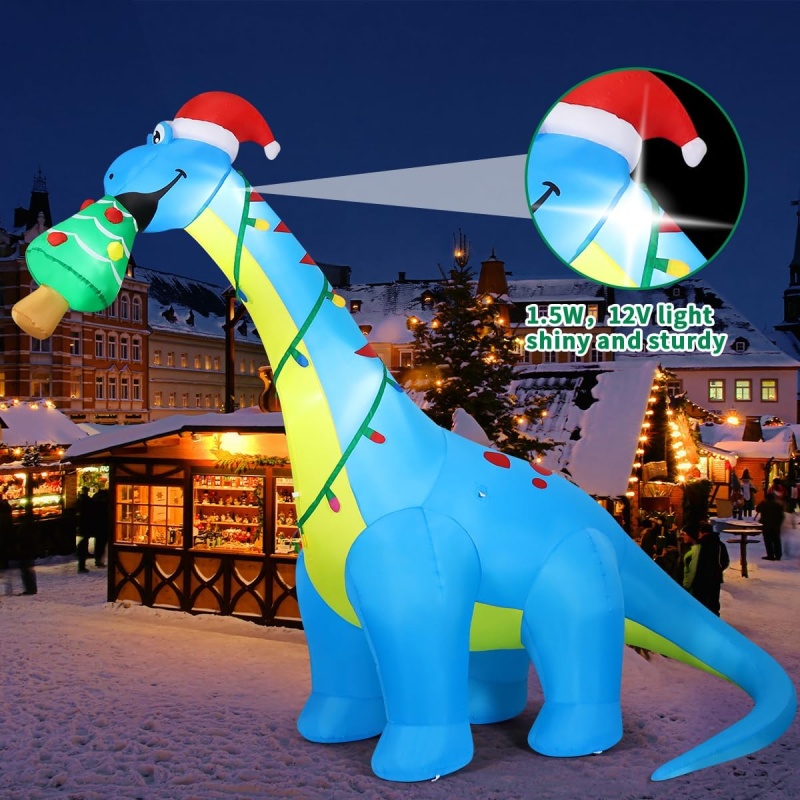 COMIN Christmas Inflatables Santa Claus Riding Dinosaur - Image 4