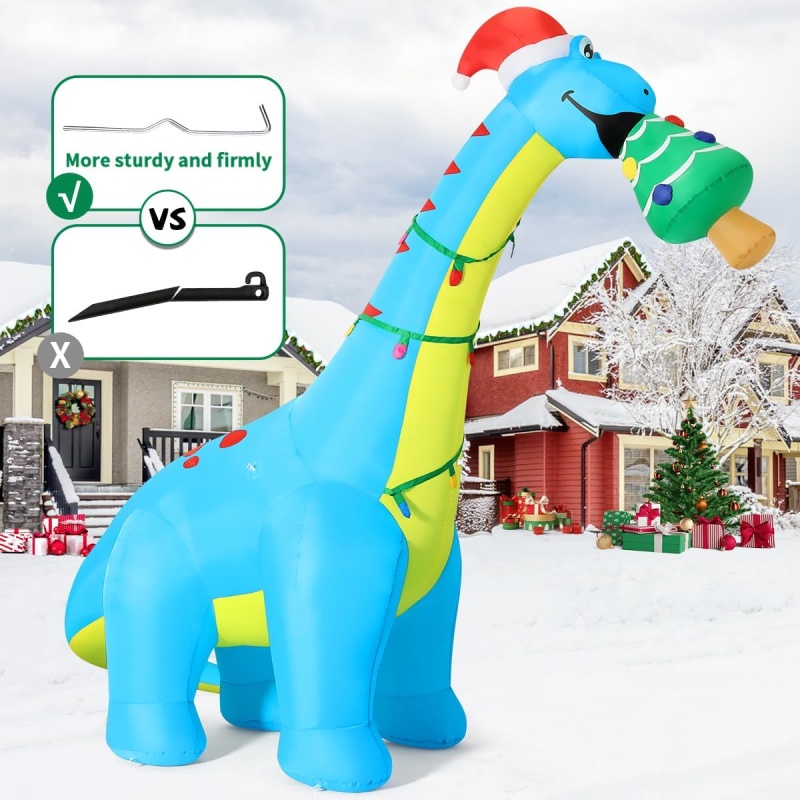 COMIN Christmas Inflatables Santa Claus Riding Dinosaur - Image 6