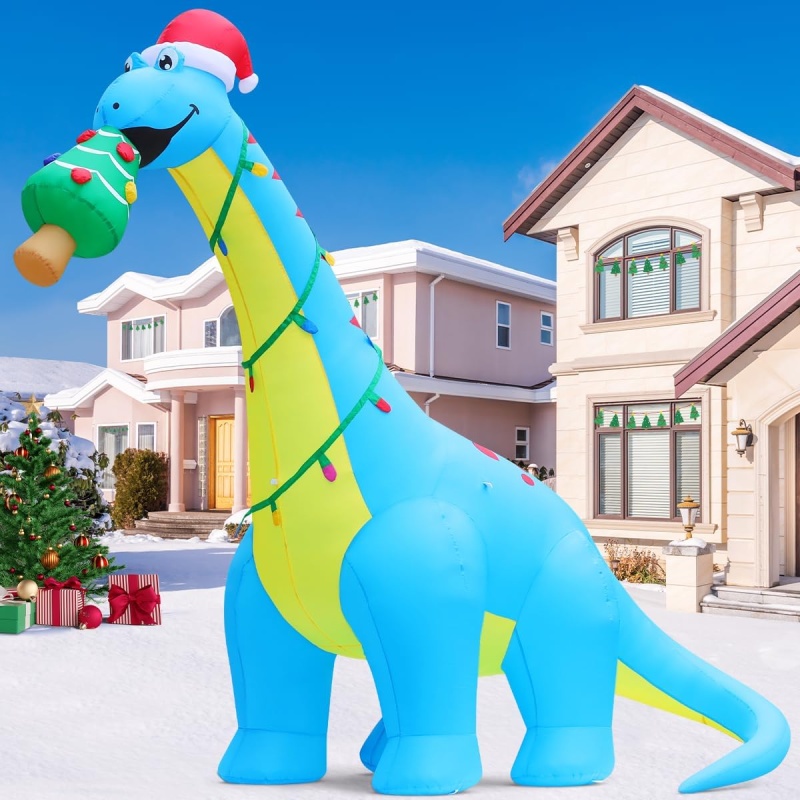 COMIN Christmas Inflatables Santa Claus Riding Dinosaur