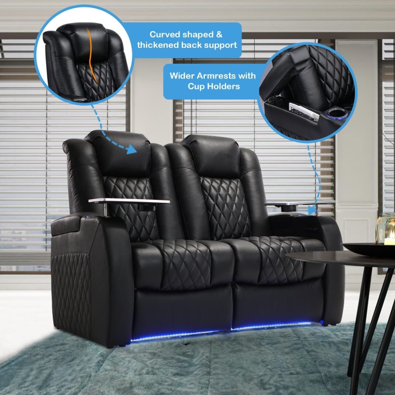 Home Theater Seating Top Grain Leather Recliner Chair - Image 7