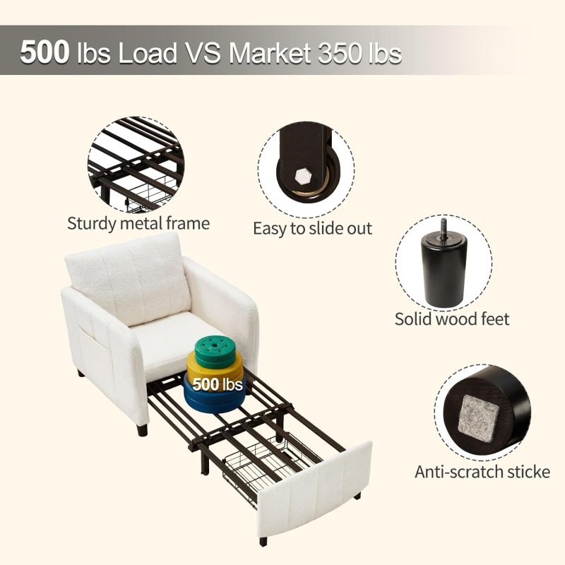 Extra Long Convertible Chair Bed - Image 5