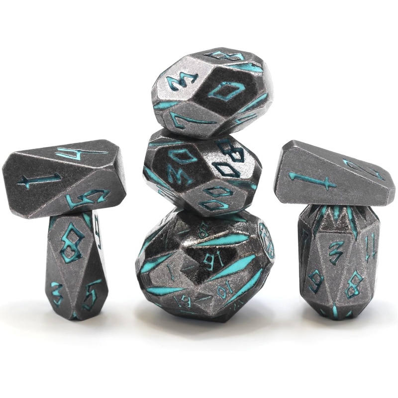 Metal Dice Set Polyhedral Dice Set with Cardboard Box