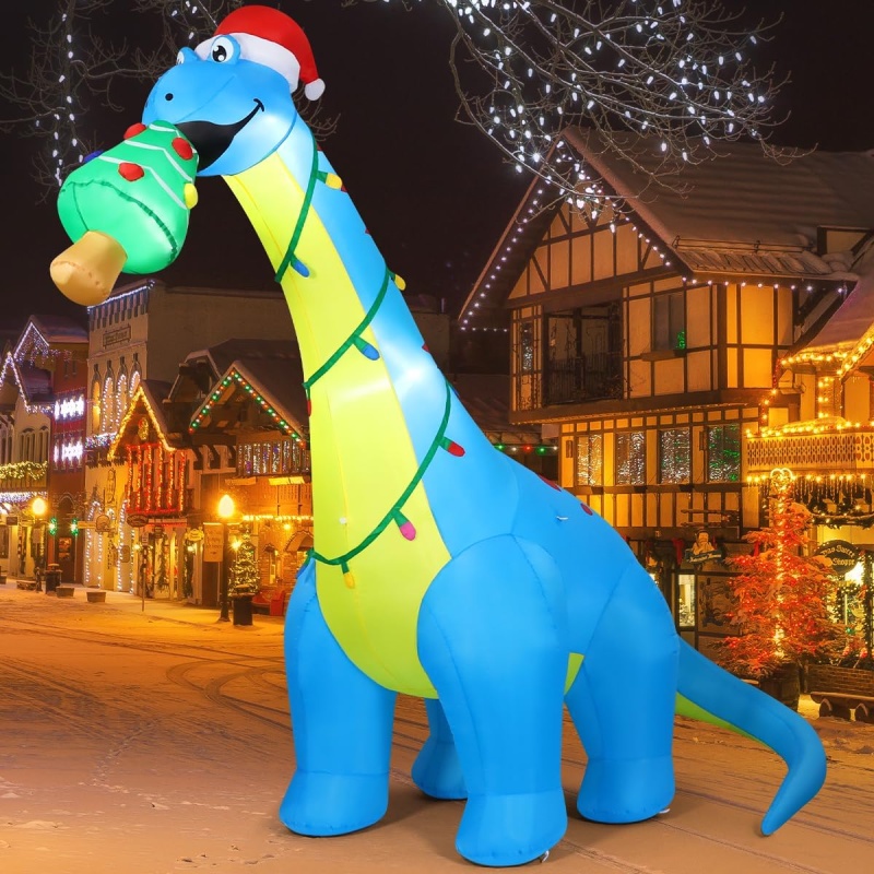 COMIN Christmas Inflatables Santa Claus Riding Dinosaur - Image 3
