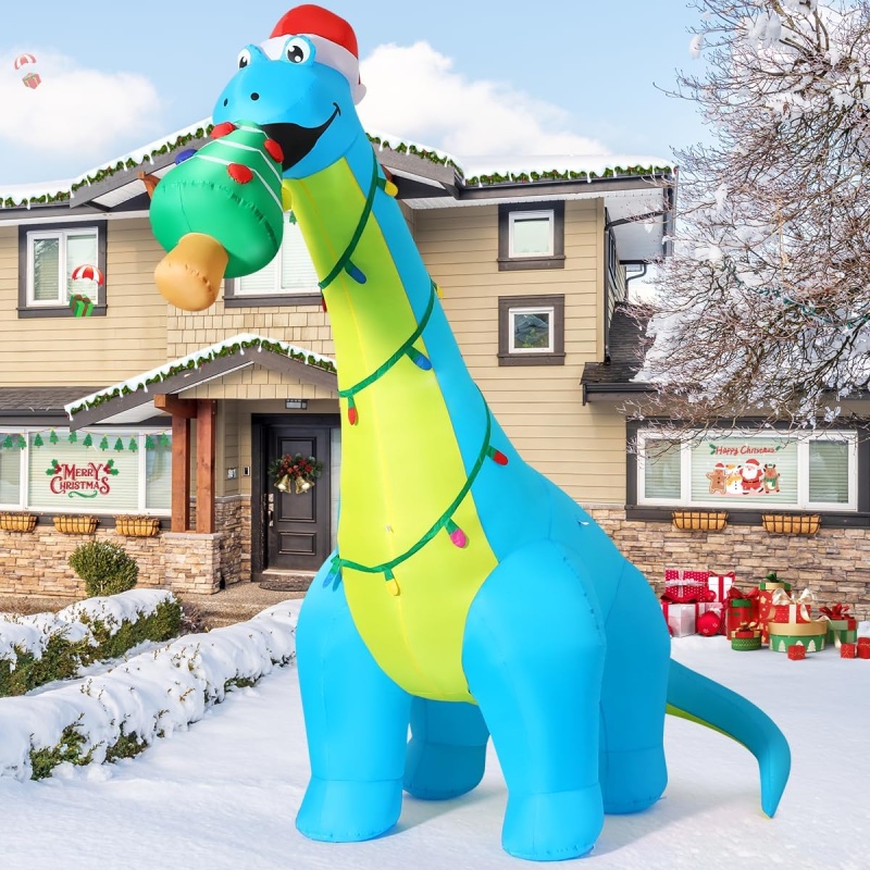 COMIN Christmas Inflatables Santa Claus Riding Dinosaur - Image 2