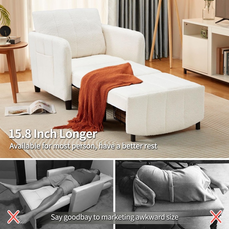 Extra Long Convertible Chair Bed - Image 6