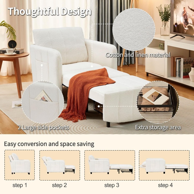 Extra Long Convertible Chair Bed - Image 4