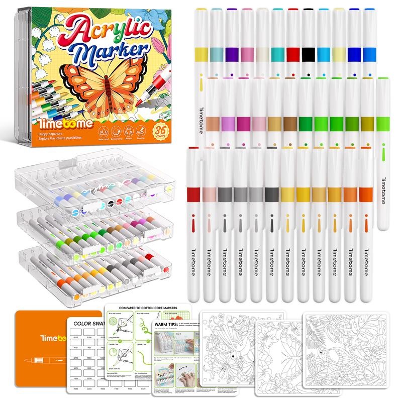 Timetome 36 Dual Tip Acrylic Paint Markers With Organizer Box