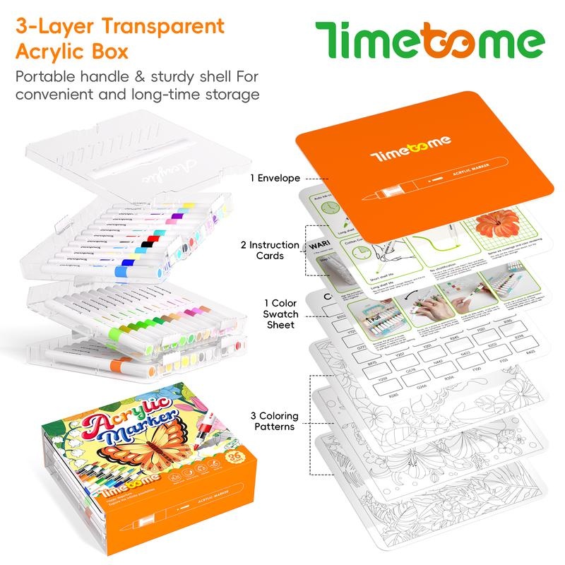 Timetome 36 Dual Tip Acrylic Paint Markers With Organizer Box - Image 4