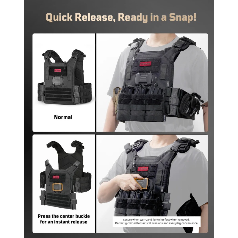 Tactical One Click Quick Release MOLLE System Adjustable Tactical Vest - Image 10